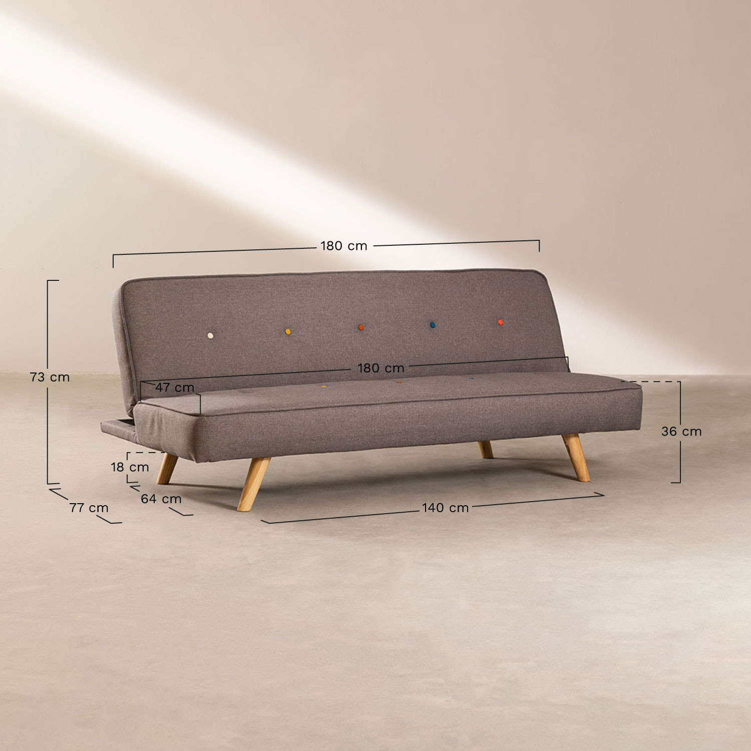 Sofá Cama 3 plazas en Lino y Tela Orbun Colors SKLUM