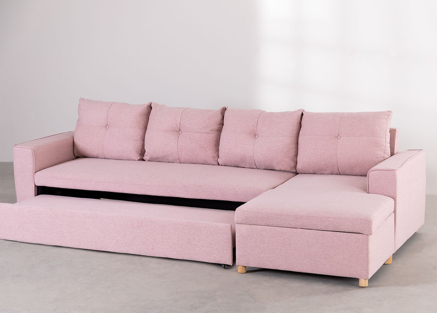 Sofá Cama Chaise Longue 4 Plazas en Tela Calvin SKLUM