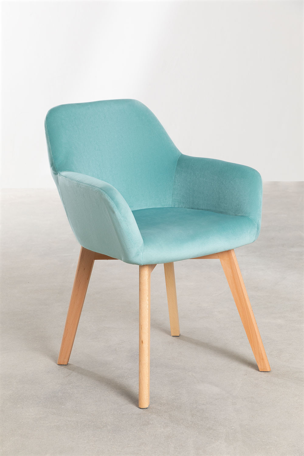 Silla de Comedor con Reposabrazos en Terciopelo Ervi - SKLUM