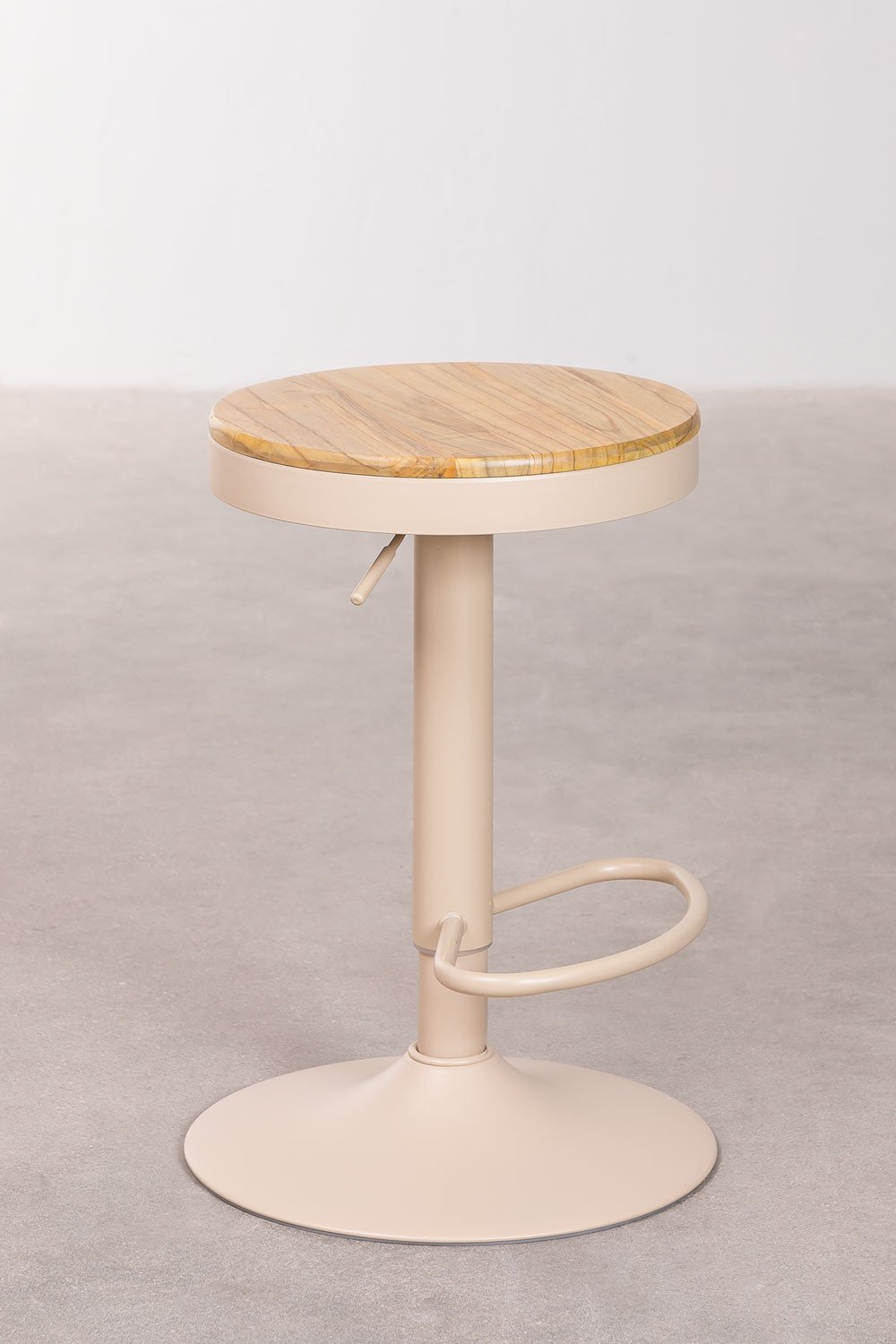 Taburete alto regulable en acero beige lino y madera de olmo Bardder, imagen de galería 3