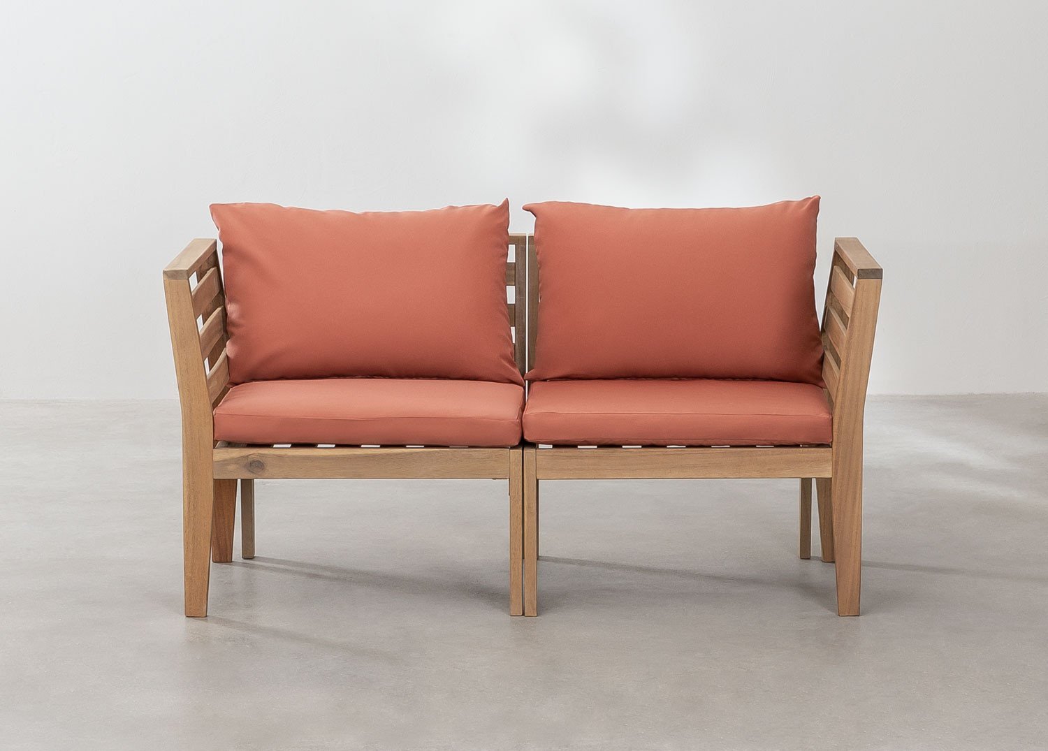 Sofá modular de jardín de 2 piezas con reposabrazos en madera de acacia Filips         , imagen de galería 2