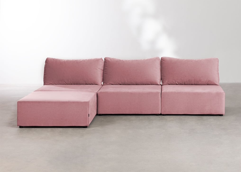 KINFFICT Moderno sofá modular de terciopelo con diván, cómodo sofá modular  de 3 plazas con almacenamiento, portavasos y cómodo reposacabezas, juego de