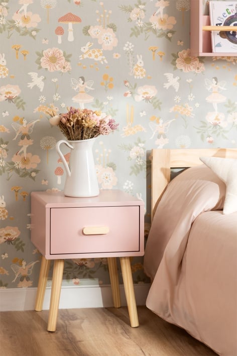 Mesita de noche en MDF y madera de pino Tom Kids
