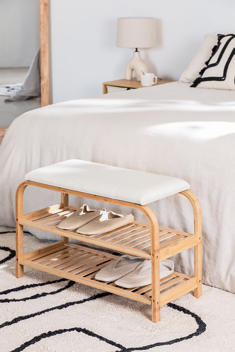 sklum Banco Zapatero en Madera de Bambú Kaupo