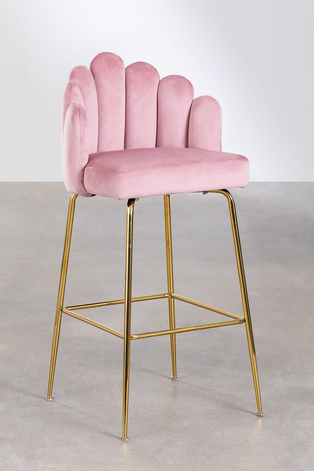 Taburete alto 75 cm en terciopelo peonia Markina, imagen de galería 1