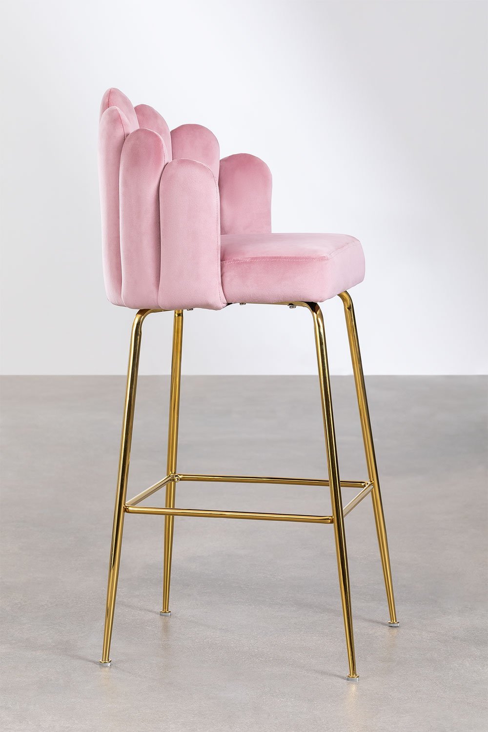 Taburete alto 75 cm en terciopelo peonia Markina, imagen de galería 2