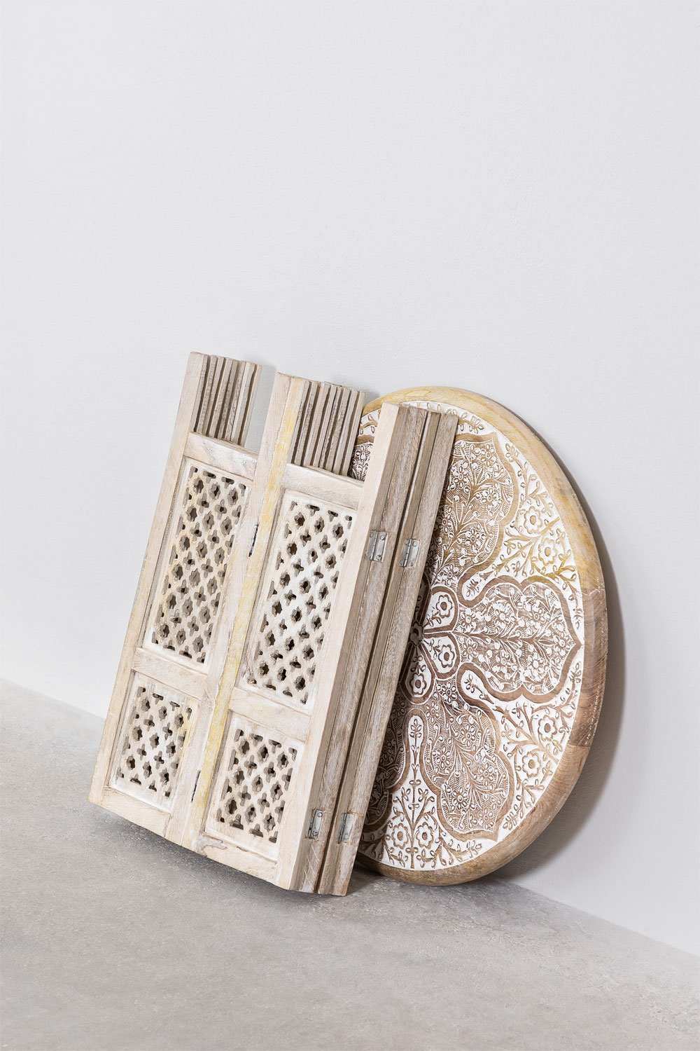 Mesa Auxiliar Plegable Redonda en Madera de Mango (Ø53 cm) Kasira  , imagen de galería 7