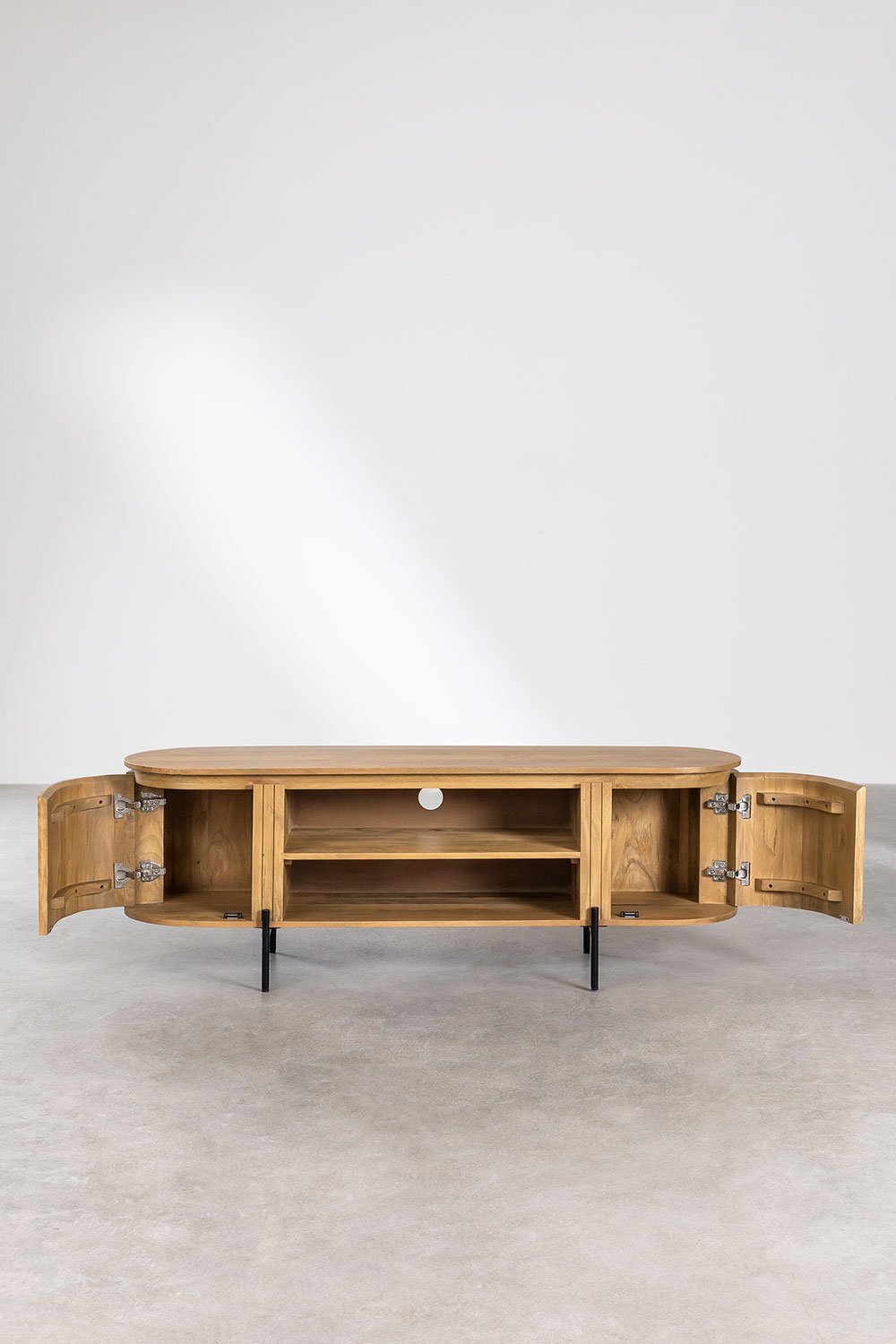 Mueble tv negro madera / acero salón 160 x 40 x 59 cm - Muebles Orencio -  Denzzo