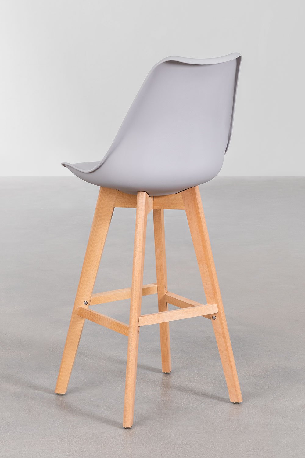 Taburete alto 75 cm con cojín en polipiel gris claro Nordic, imagen de galer&iacute;a 3