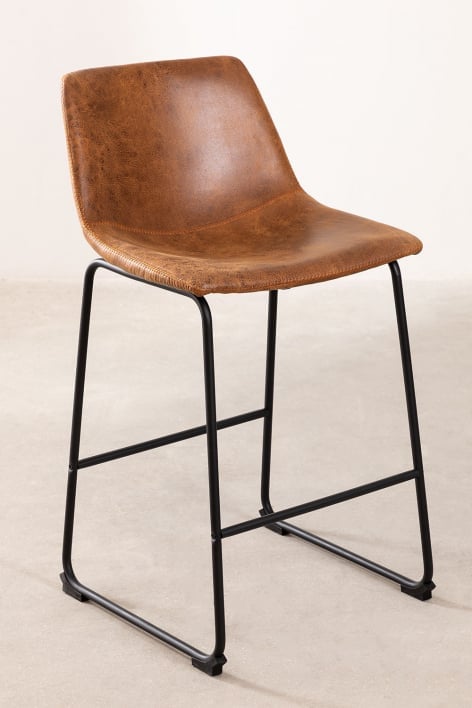 Taburete alto 65 cm tapizado en polipiel camel vintage Ody Style