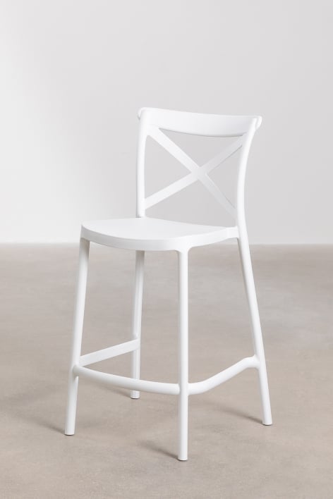 Pack de 2 taburetes altos de jardín 65 cm apilables en polipropileno blanco Otax - Blanco