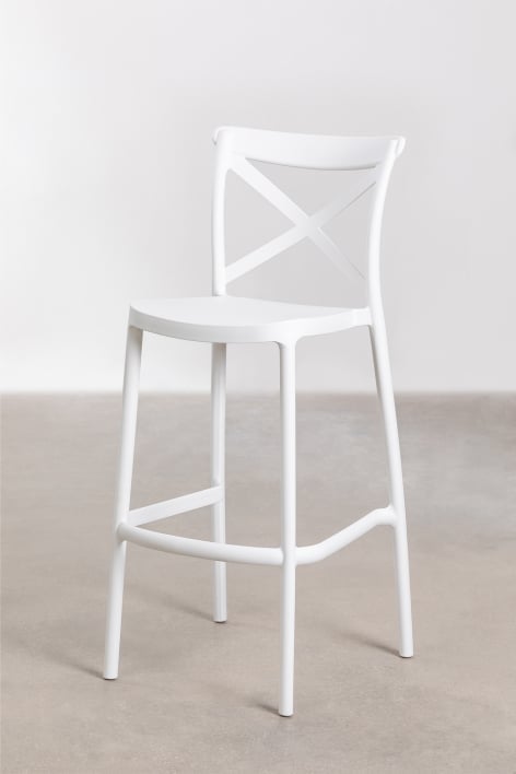 Pack de 2 taburetes altos 75 cm apilables en polipropileno blanco Otax - Blanco