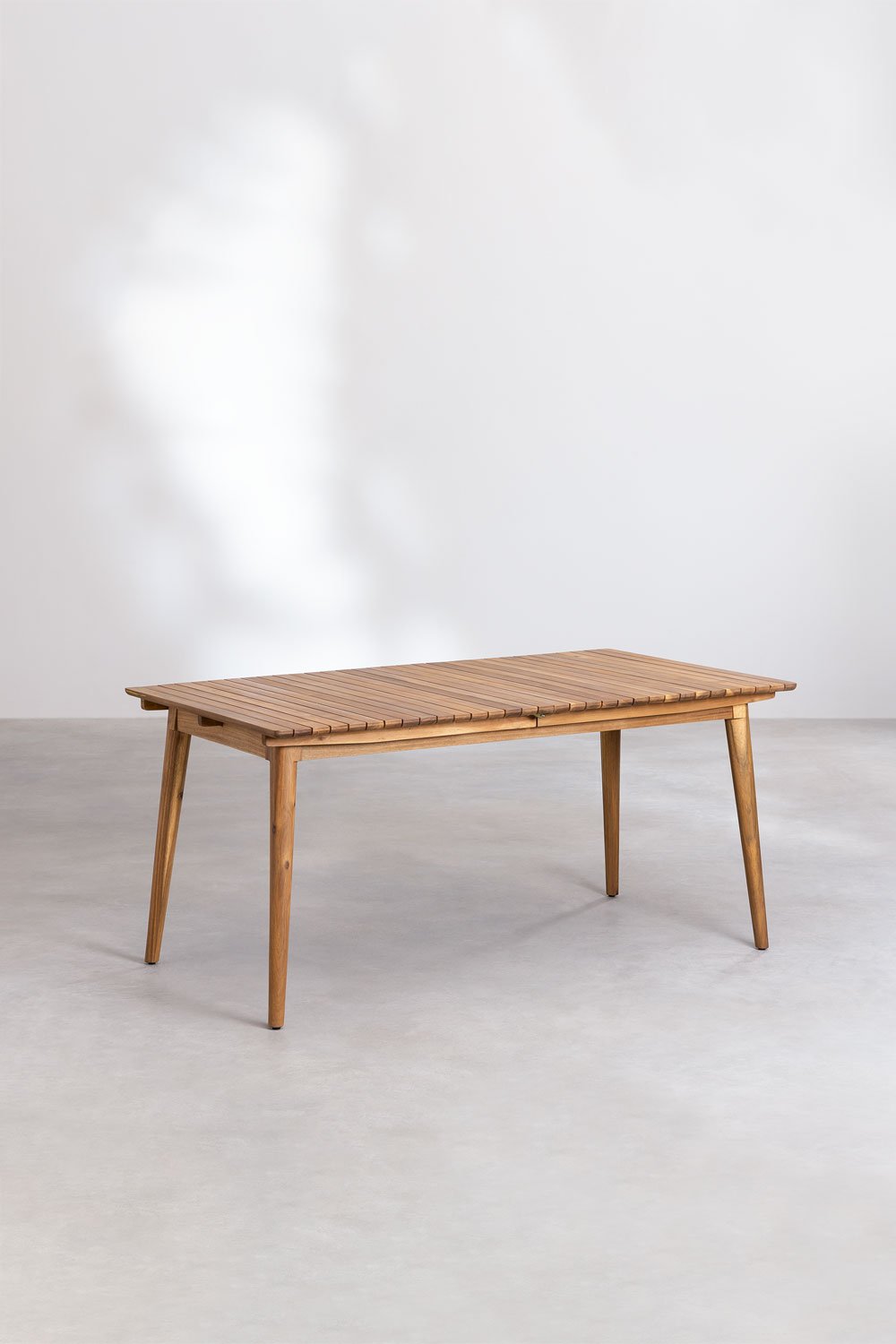 Set de Mesa Rectangular 160-210x90 cm extensible y 6 sillas de comedor con reposabrazos en madera de acacia Tenay    , imagen de galería 2