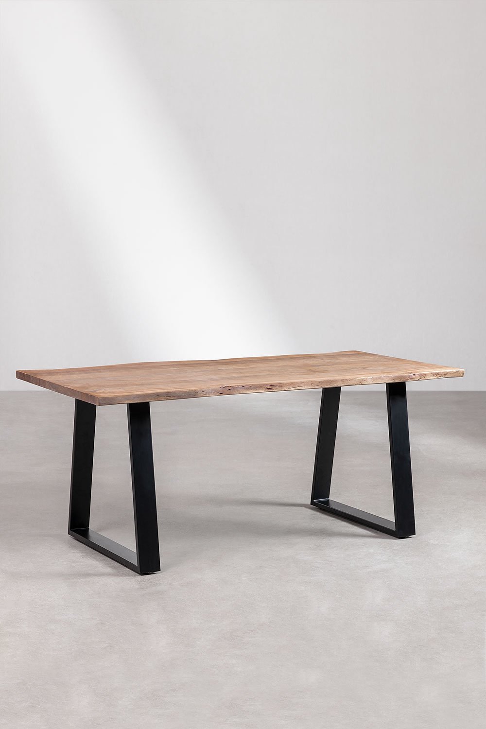Mesa comedor madera acacia natural patas metal negras