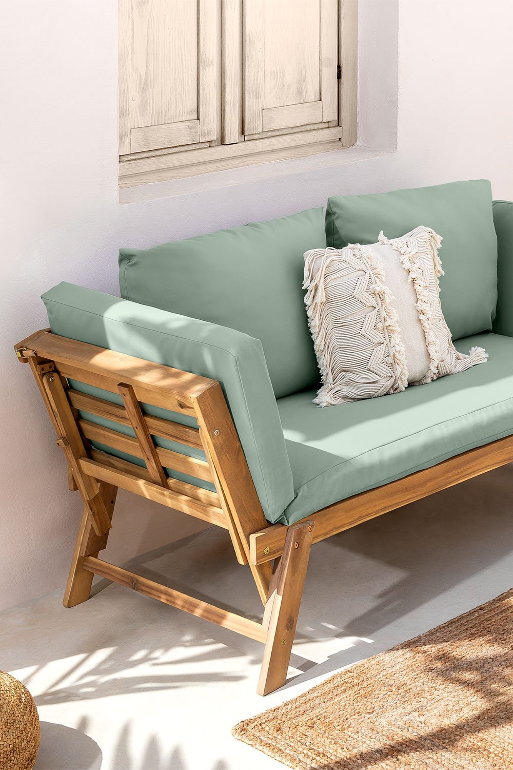 Sofá 3 Plazas de Jardín Regulable en Madera de Acacia Guille SKLUM