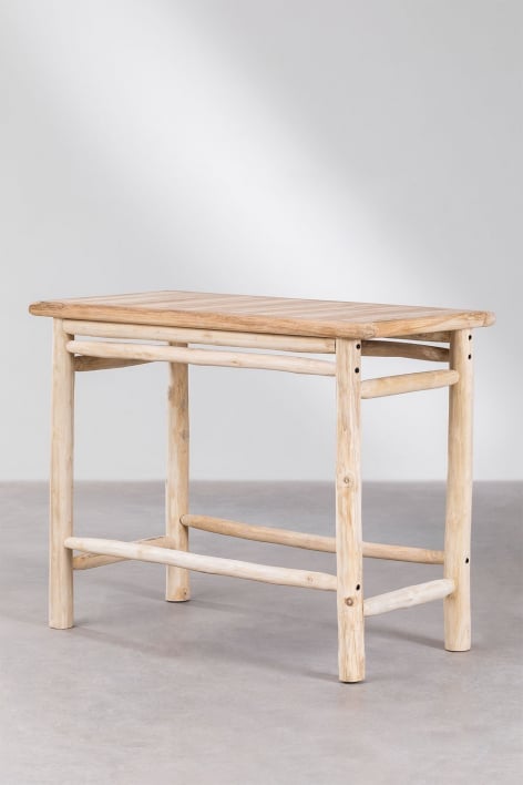 Mesa alta rectangular 134x65 cm en madera de teca Narel