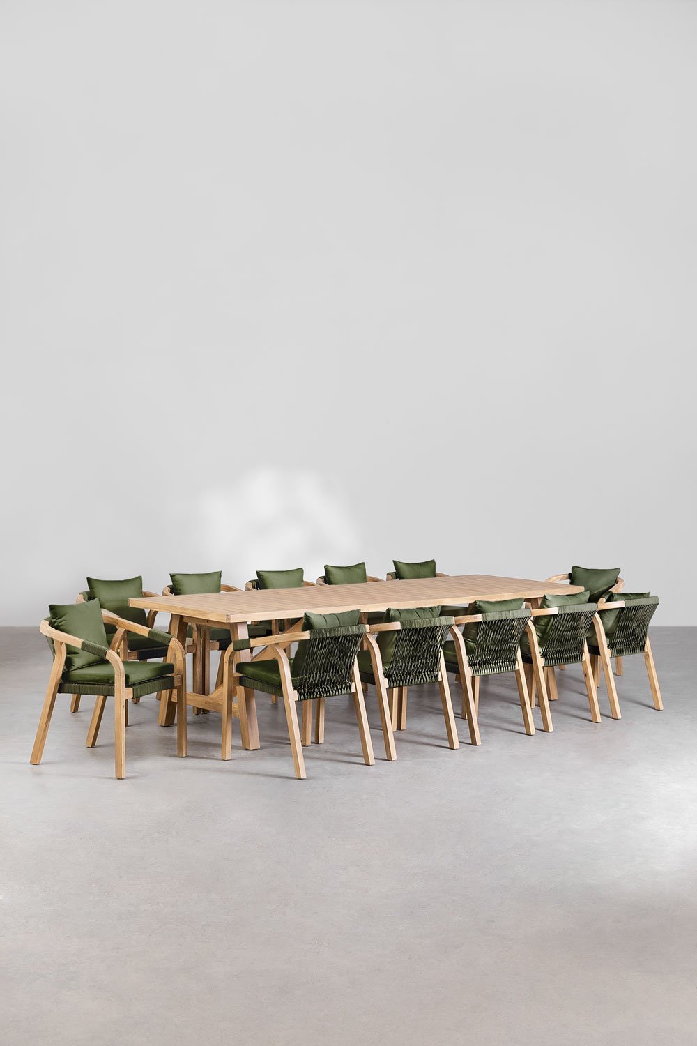 Set de Mesa Rectangular (300x100 cm) y 12 Sillas de Jardín en Madera de Acacia Dubai, imagen de galería 1