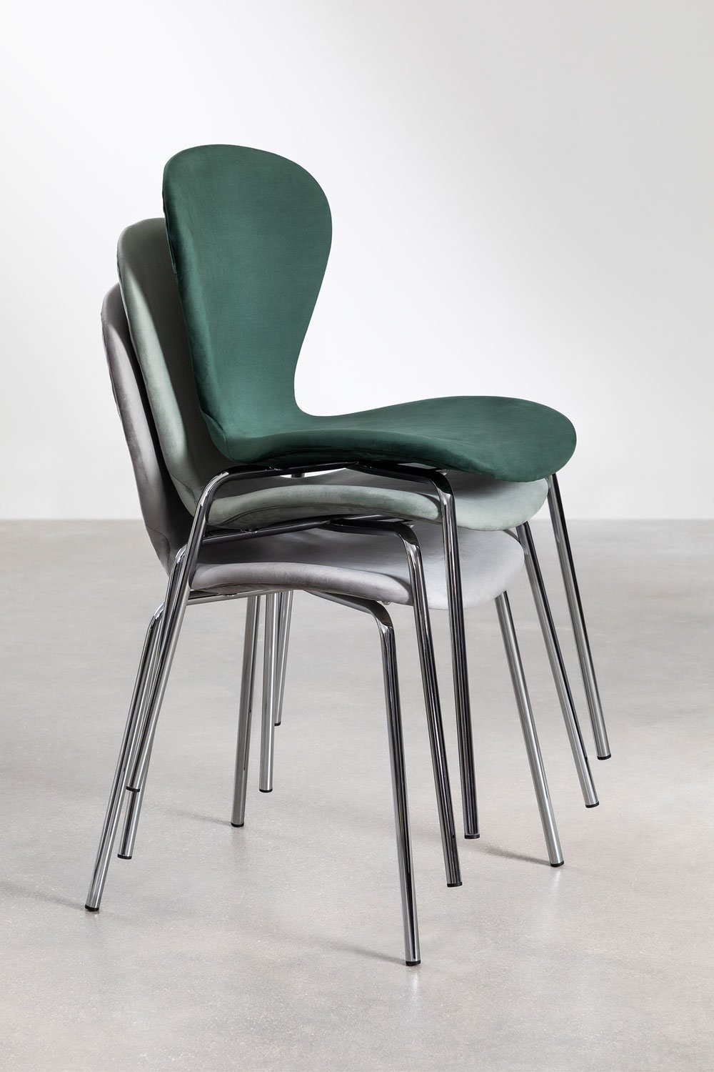 Pack de 4 Sillas de Comedor Apilables en Terciopelo Uit    , imagen de galería 9