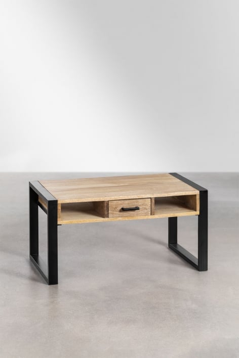 Mesa de centro rectangular en madera de mango (90x45 cm) Keblar