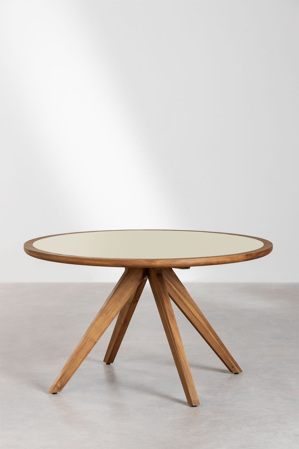 Mesa de Comedor Redonda en Cemento y Madera de Acacia (Ø130 cm) Gamila , imagen de galería 2