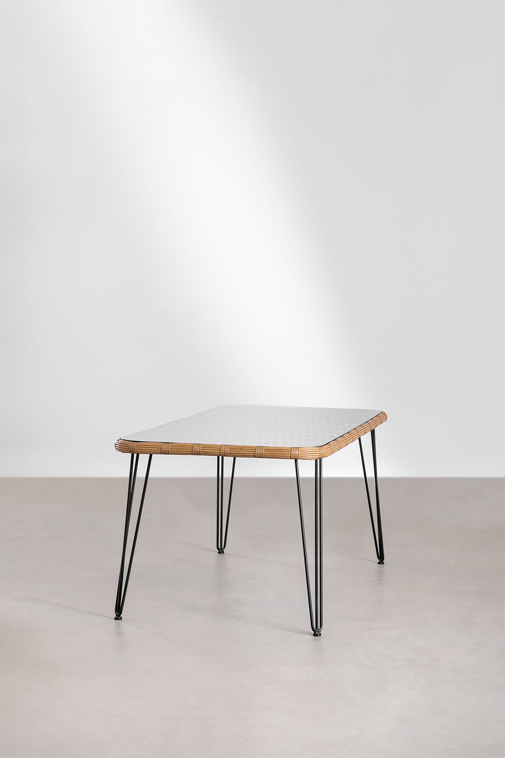 Mesa de jardín rectangular 180x90 cm en mimbre sintético Leribert, imagen de galería 4