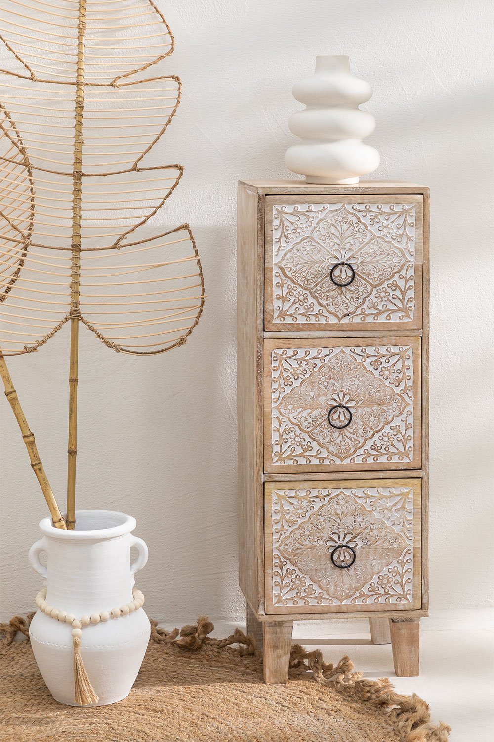 Cajonera en madera de mango Baydan SKLUM