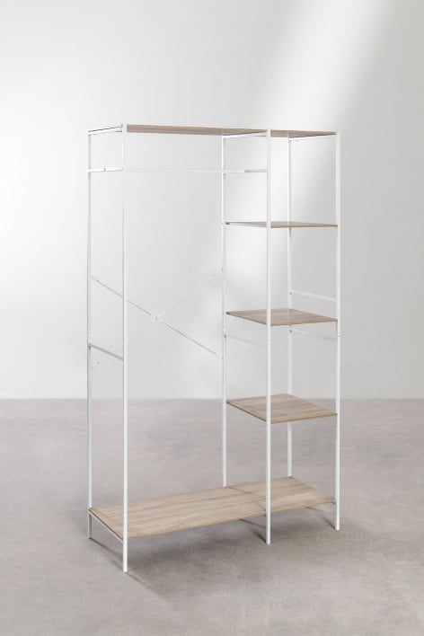 Armario abierto en madera y metal Baxter - Blanco - Madera Natural