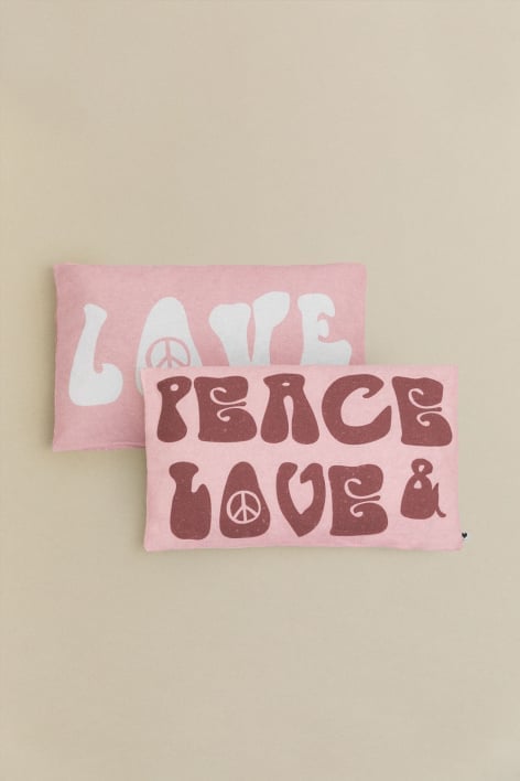 Funda Rectangular en Algodón (30x50 cm) Peace & Love