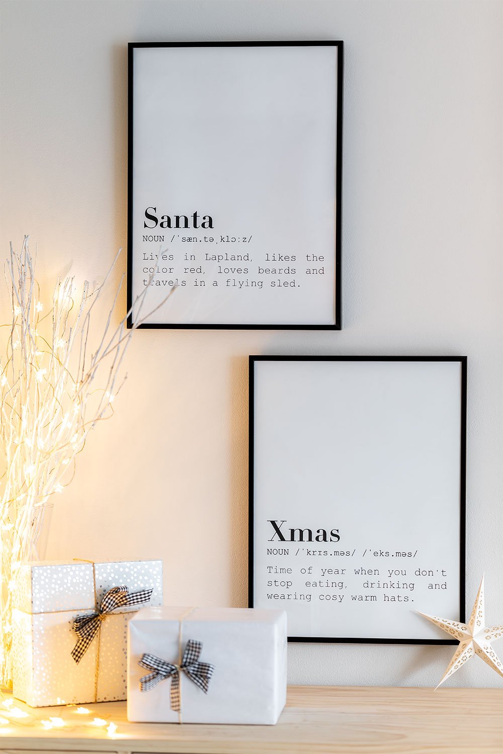 Set de 2 Láminas Decorativas de Navidad (30x40 cm) Santa - SKLUM