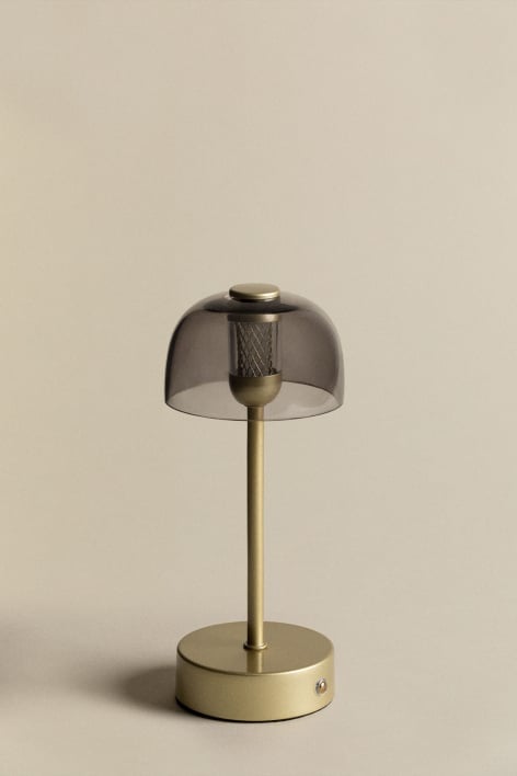 Lámpara de Mesa LED Inalámbrica en hierro y cristal Eunice Gold