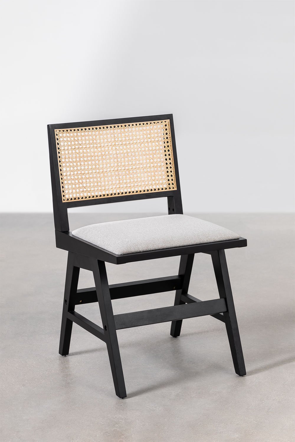 Pack de 4 Sillas de Comedor en Madera de Fresno y Ratán Tapizadas Lali , imagen de galería 2