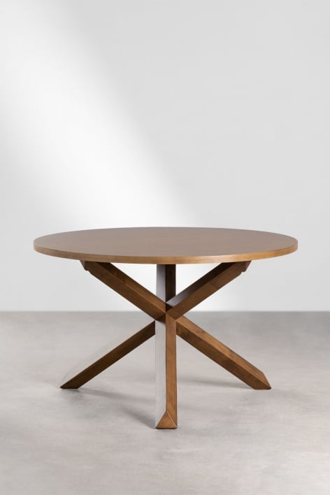 Mesa de comedor redonda en MDF y madera (Ø120 cm) Mieren