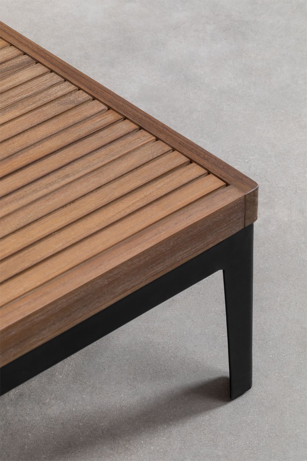 Mesa de centro para jardín cuadrada 100x100 cm en aluminio y madera de acacia Taranis    , imagen de galería 4