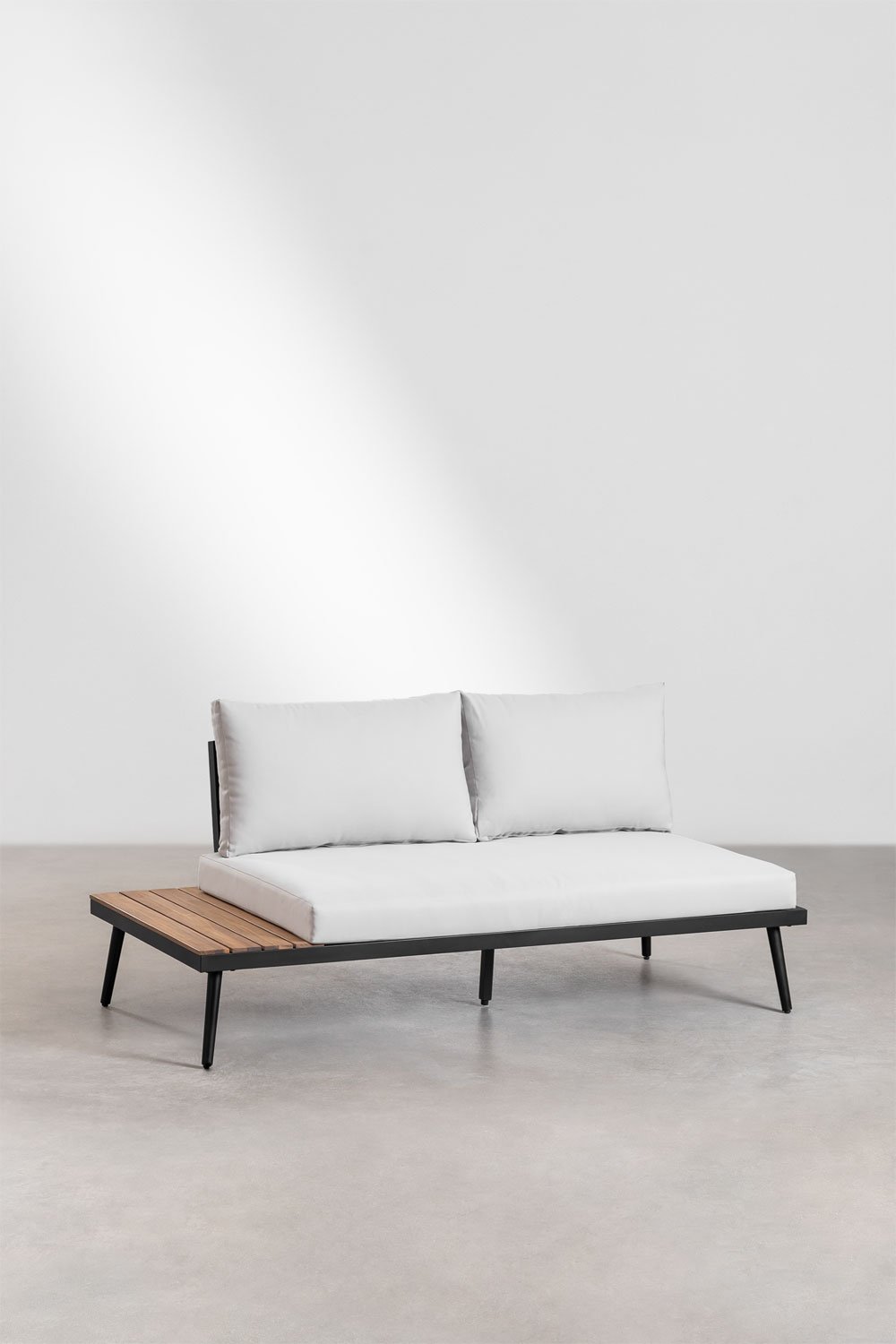 Conjunto de jardín en con sofá esquinero de 4 plazas y mesa de centro en aluminio y madera de acacia Kalen, imagen de galer&iacute;a 3