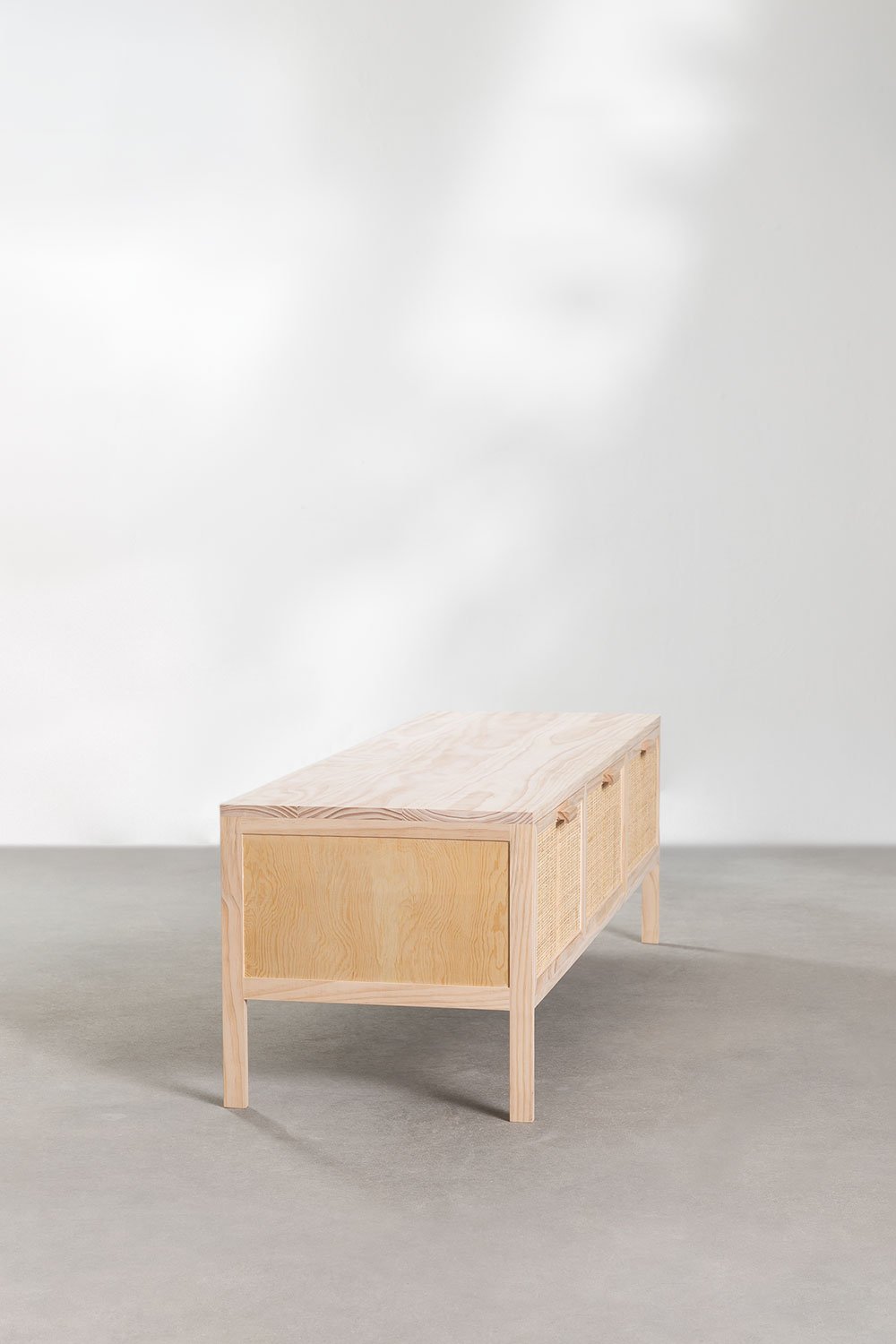 Mueble TV 135x45 cm en ratán y madera Reyna  , imagen de galería 4