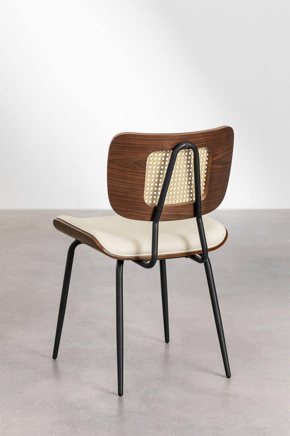 Pack de 4 Sillas de Comedor en Madera, Ratán y Polipiel Raysa         , imagen de galería 6