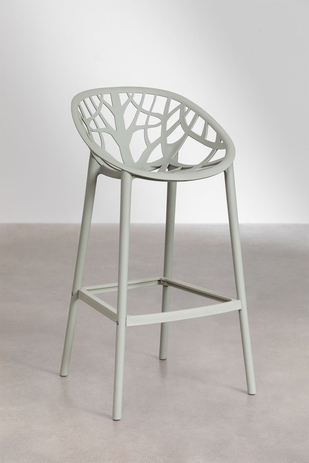 Pack de 4 taburetes altos 75 cm en polipropileno verde caqui Ores, imagen de galería 2