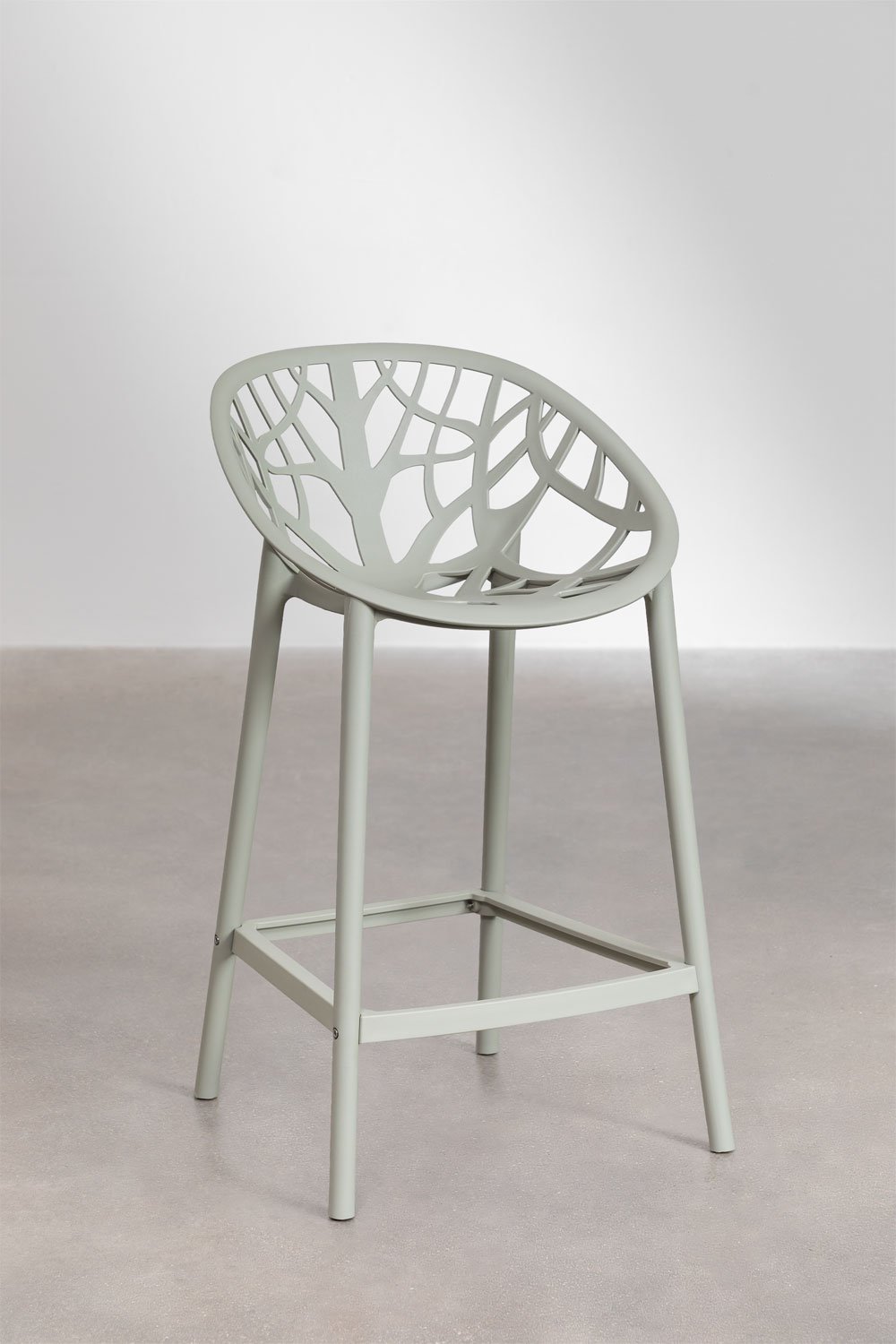 Pack de 4 taburetes altos 65 cm en polipropileno verde caqui Ores, imagen de galería 1