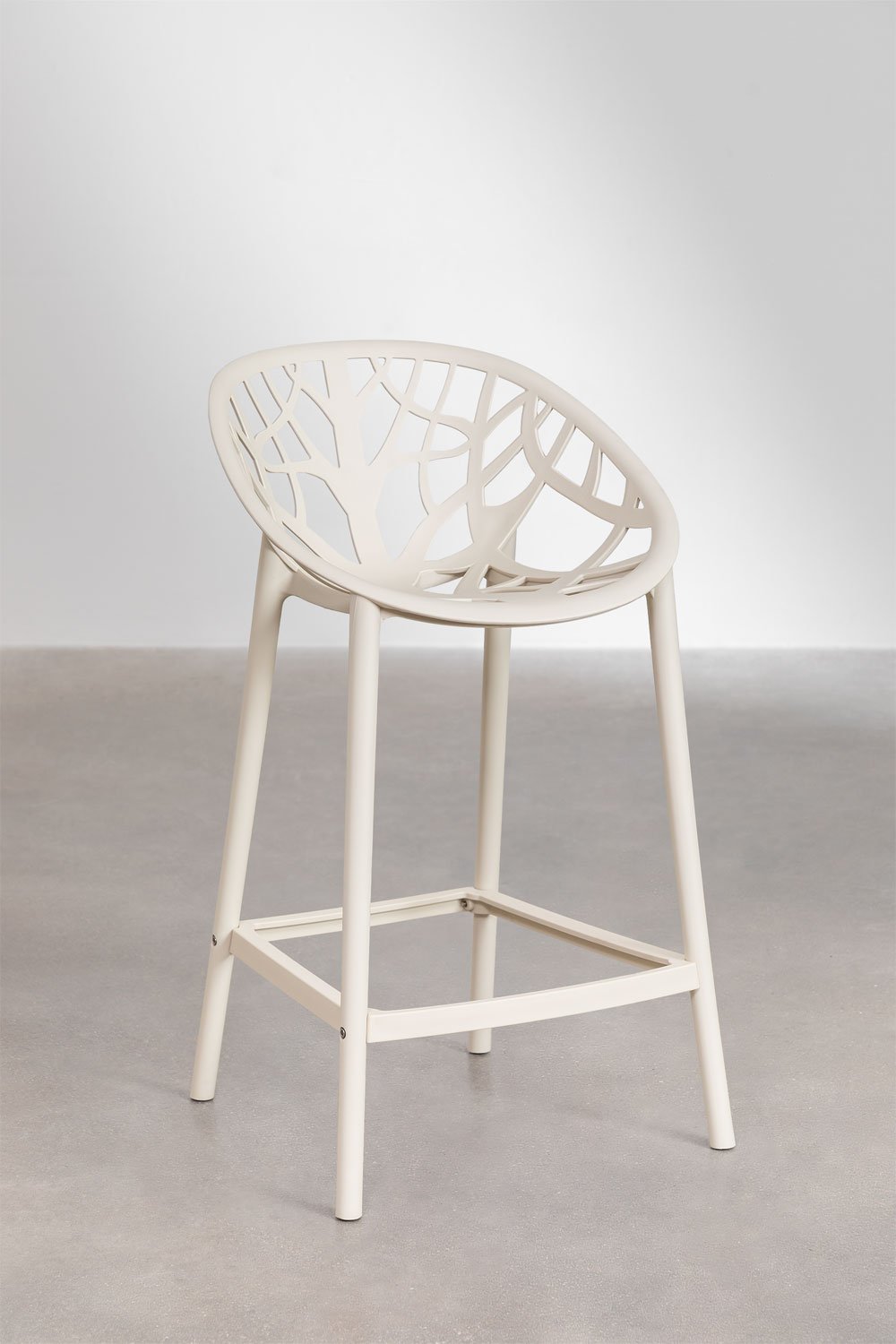 Pack de 4 taburetes altos 65 cm en polipropileno beige tapioca Ores, imagen de galería 2