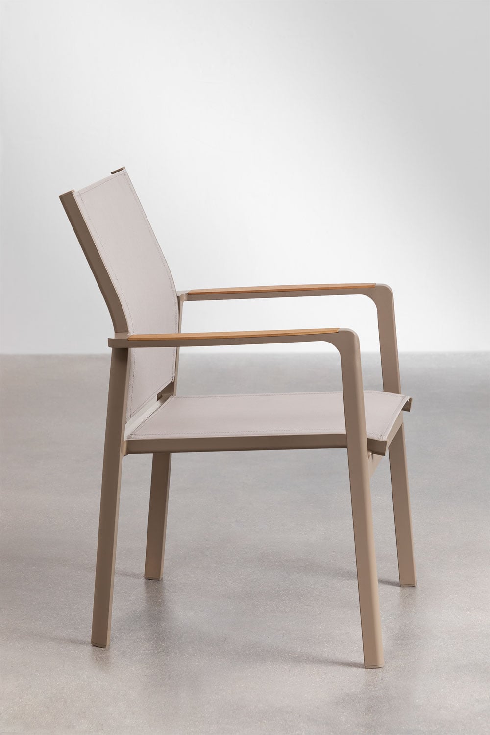 Pack de 2 sillas de jardín apilables con reposabrazos en aluminio Elvira, imagen de galer&iacute;a 3