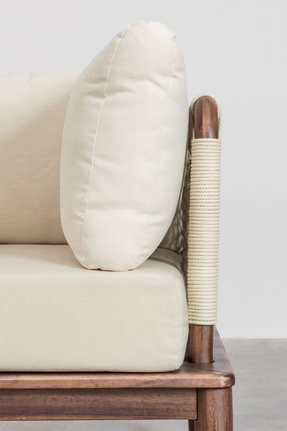 Sofá modular de jardín de 3 piezas con 2 sillones esquineros en acacia Giulia, imagen de galería 6