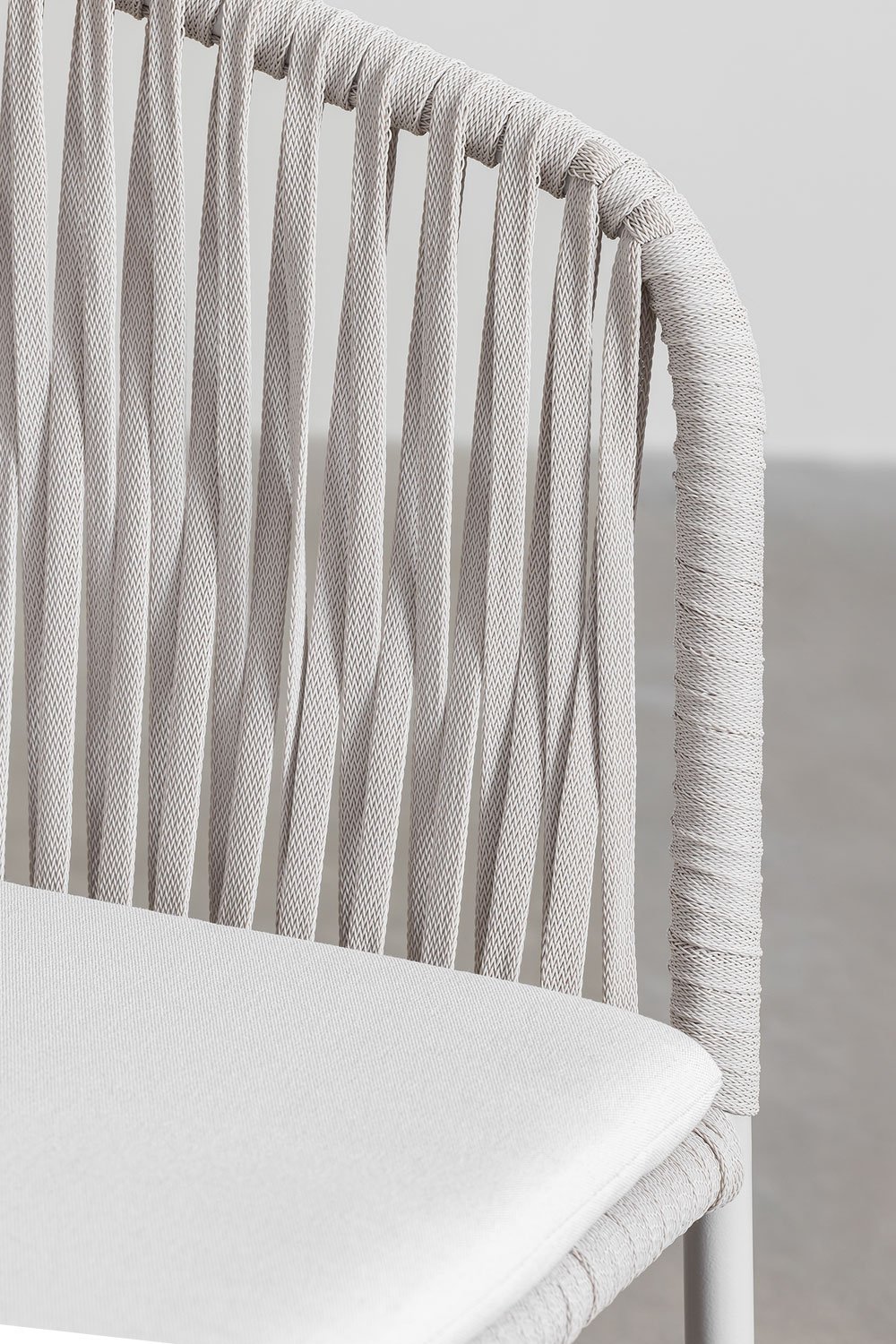 Silla de comedor con reposabrazos en hierro y cuerda trenzada Jocelyn, imagen de galería 6