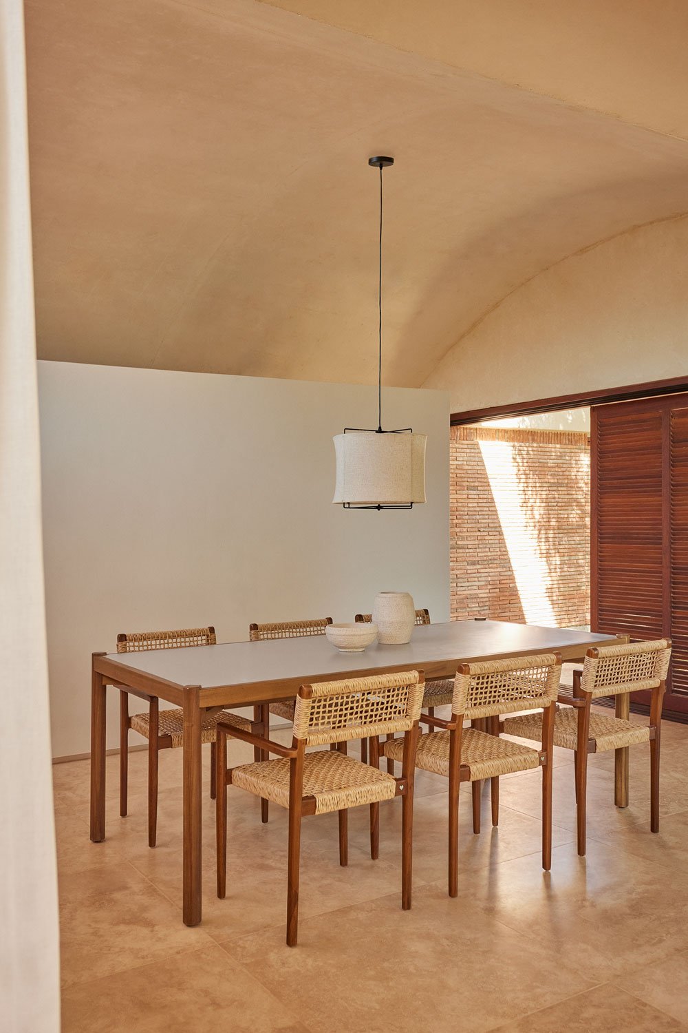Mesa de Comedor Rectangular en Cemento y Madera de Acacia (210x100 cm) Gamila  , imagen de galería 1