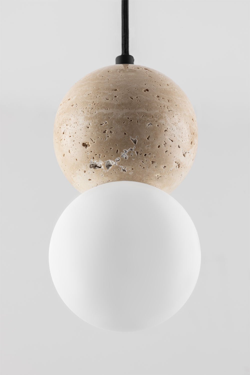 Lámpara de techo colgante Ø10 cm en travertino con bola de cristal Davise , imagen de galer&iacute;a 4