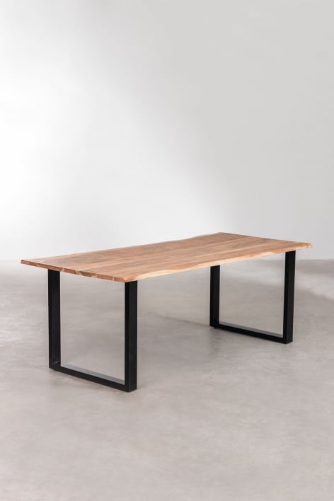 Mesa de comedor rectangular en madera de acacia Sami - Negro