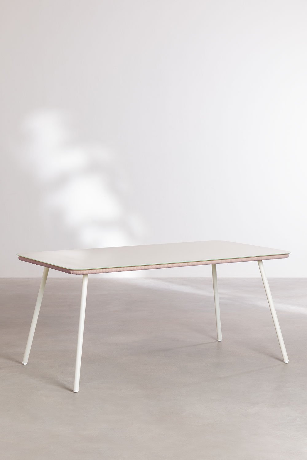 Mesa de jardín rectangular 160x90 cm en cristal y aluminio Arhiza, imagen de galería 2