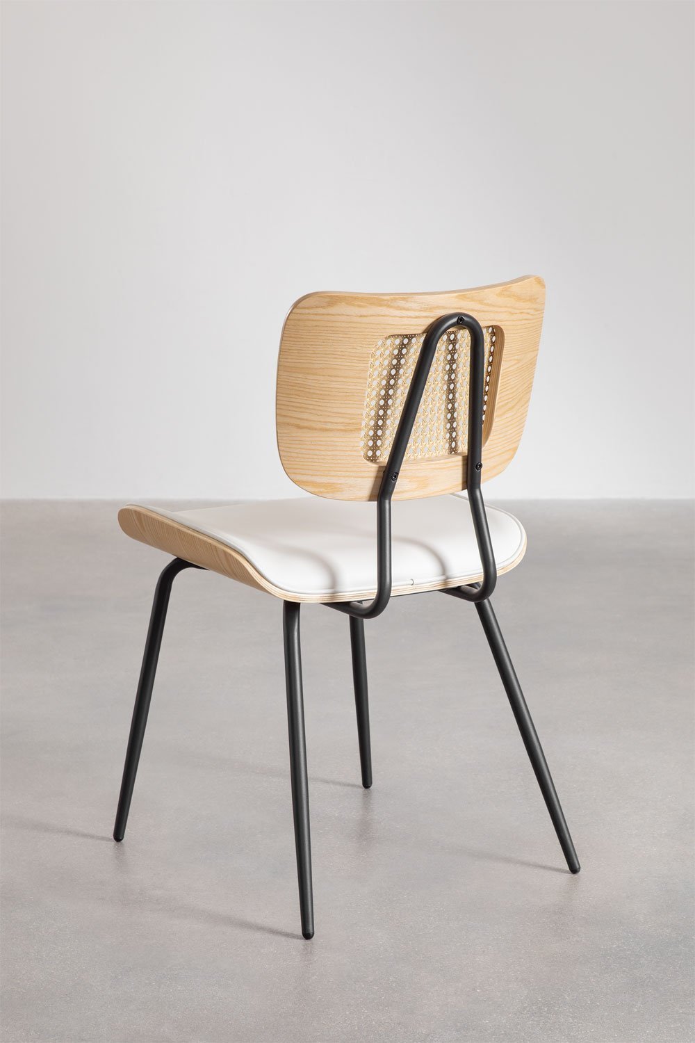 Pack de 2 Sillas de Comedor en Madera, Ratán y Polipiel Raysa, imagen de galería 4