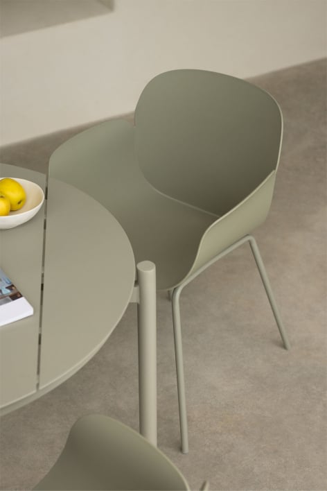 Silla de jardín en hierro y polipropileno Lynette - Verde Bambú
