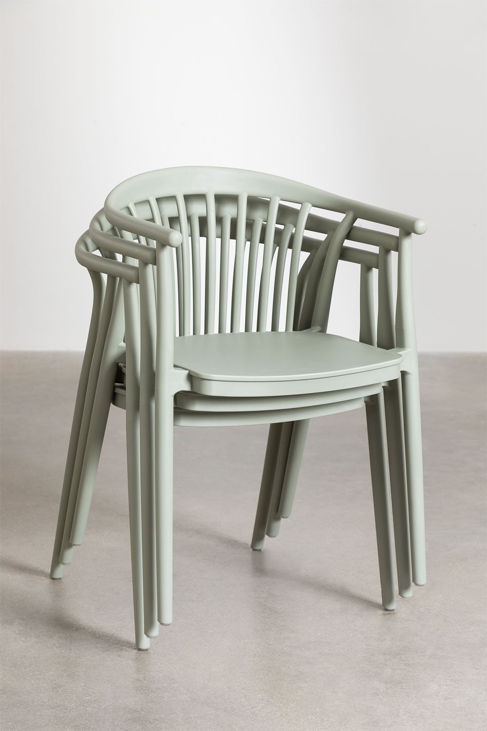 Pack de 6 sillas de comedor apilables con reposabrazos en polipropileno Ivor, imagen de galer&iacute;a 7