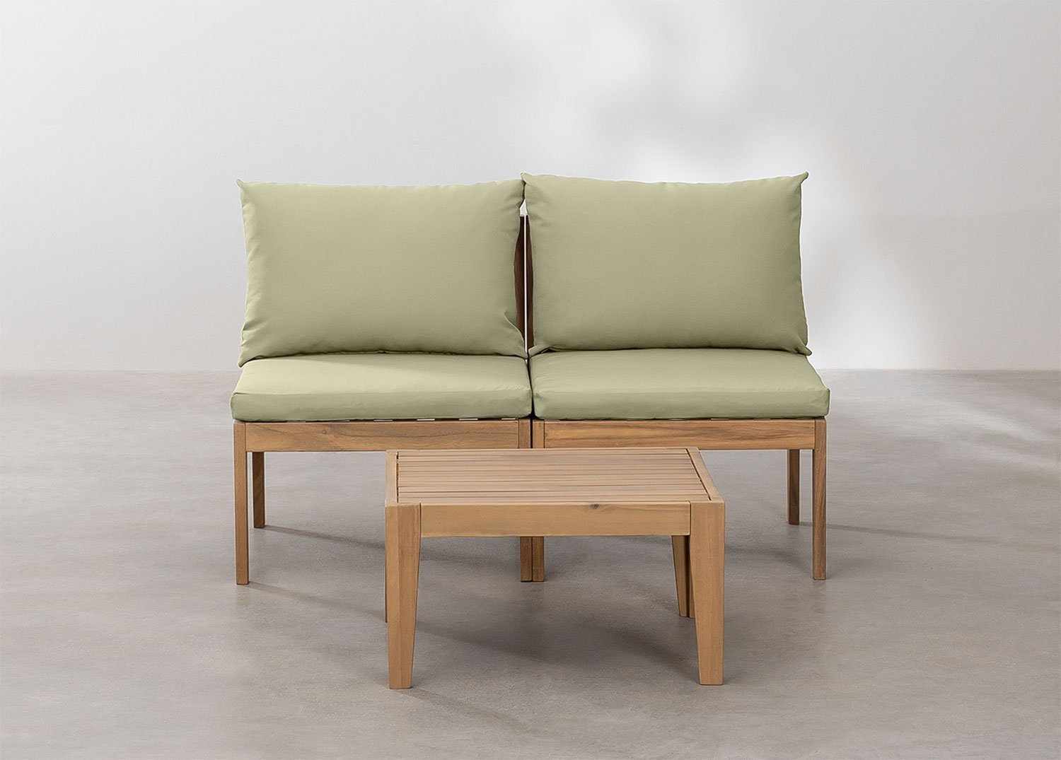 Conjunto jardín con sofá modular de 2 piezas y mesa de centro en madera de acacia Filips, imagen de galer&iacute;a 3